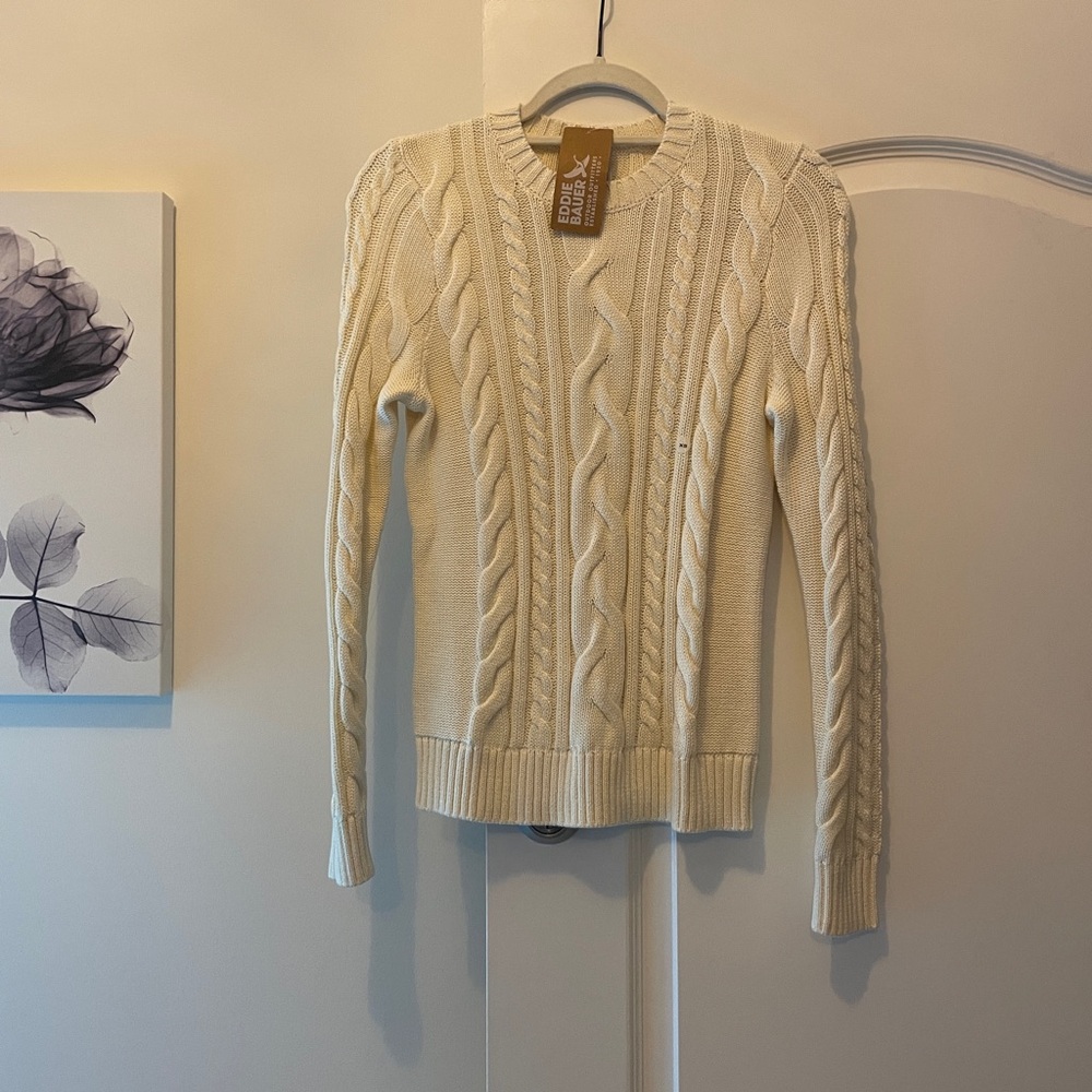Eddie Bauer Cream Cable Knit Sweater